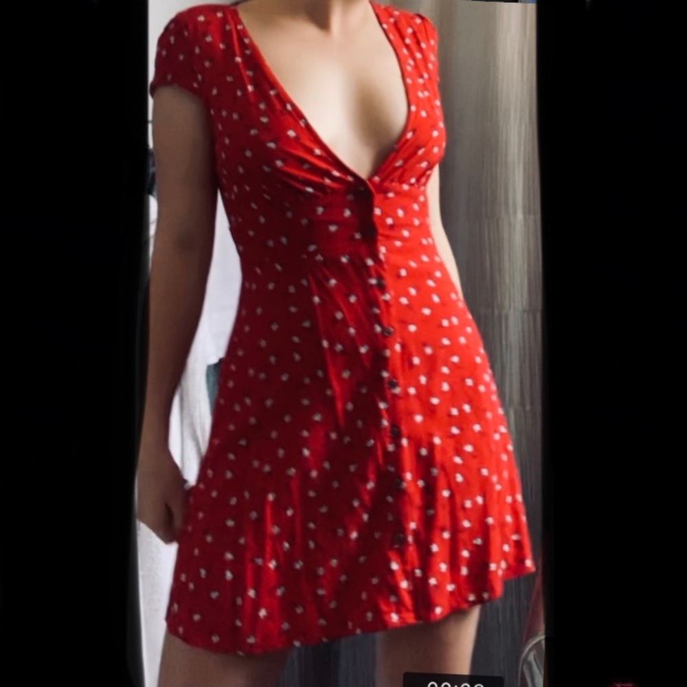 Red summer button down dress